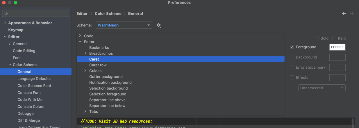 WebStorm 设置面板 Editor - Color Scheme - Console Colors,可分别设置标准输出、错误输出的前景色