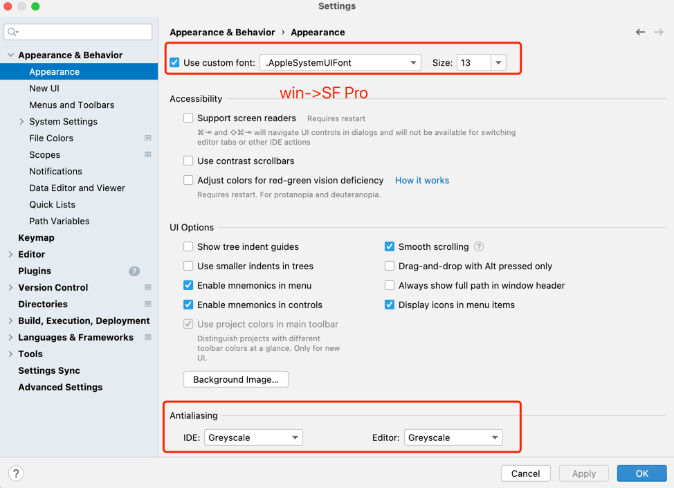 WebStorm 设置面板 Appearance & Behavior - System Settings 中的启动项配置,含 Reopen projects on startup 选项