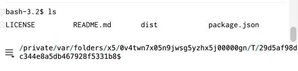临时目录中的包内容,包含 package.json、dist 目录和类型声明文件,与 node_modules 中的该包结构一致