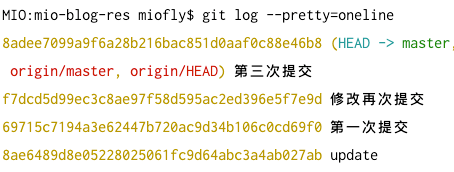 git log --pretty=oneline 的输出,每个提交压缩为一行