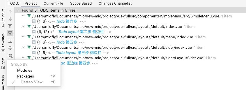 WebStorm 设置面板 Editor - TODO 中的 Patterns 关键字规则列表与 Filters 过滤器配置